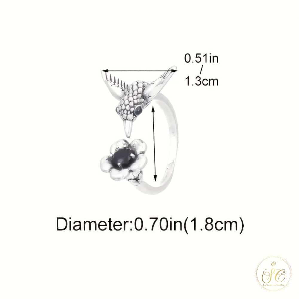 Luxury Bohemian Retro Style Hummingbird Floral Design Ring - SeoulChic.store