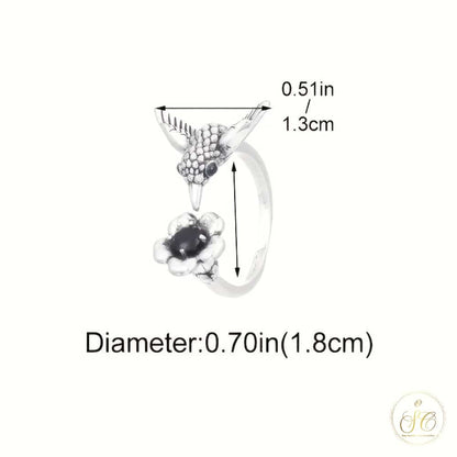 Luxury Bohemian Retro Style Hummingbird Floral Design Ring - SeoulChic.store
