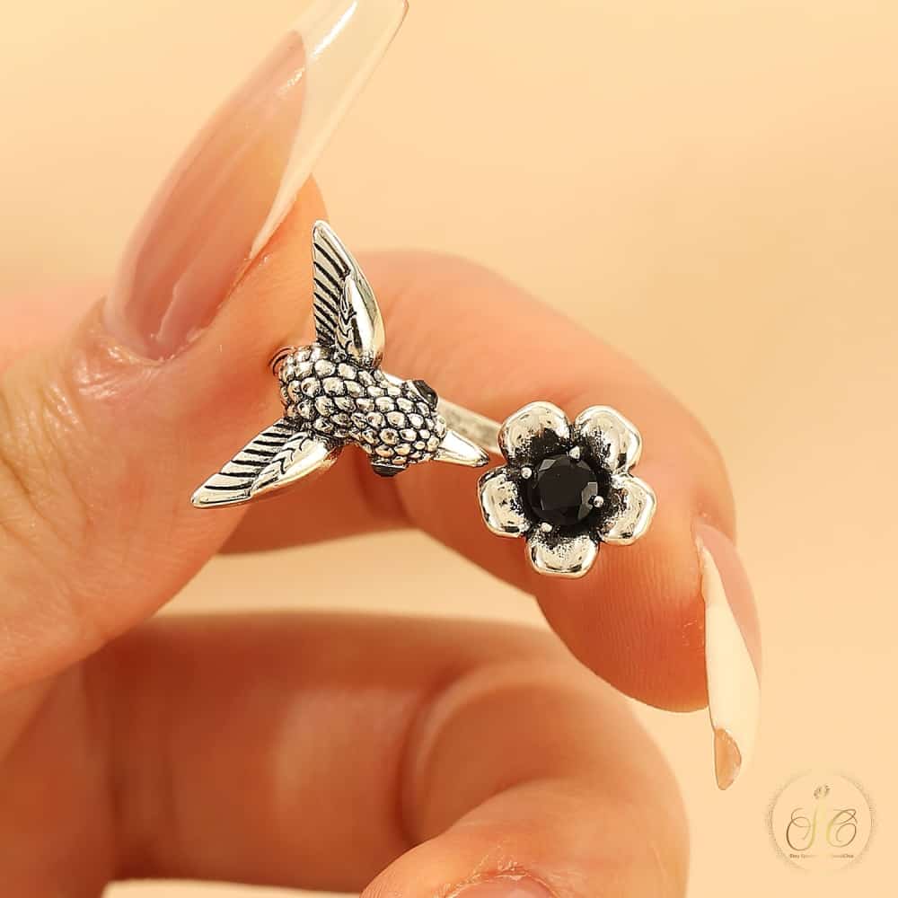 Luxury Bohemian Retro Style Hummingbird Floral Design Ring - SeoulChic.store