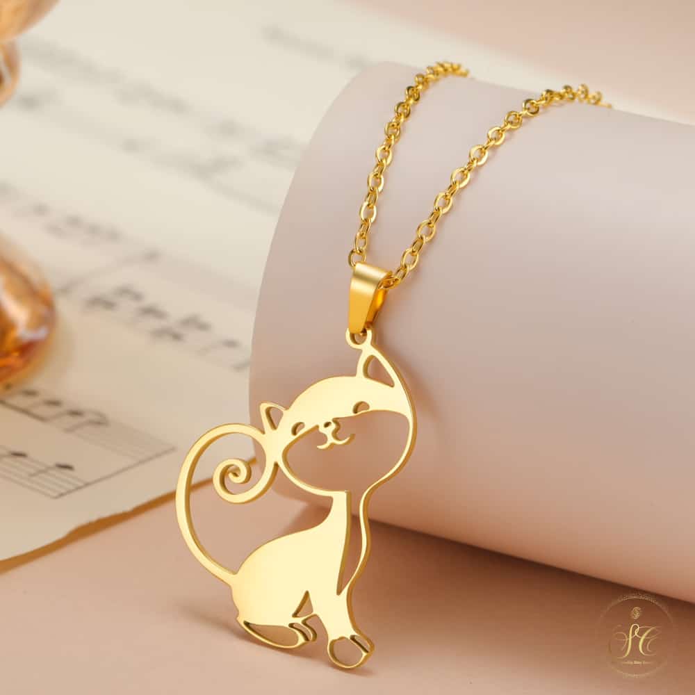 Refined Boho Style Stainless Steel Cat Necklace - SeoulChic.store