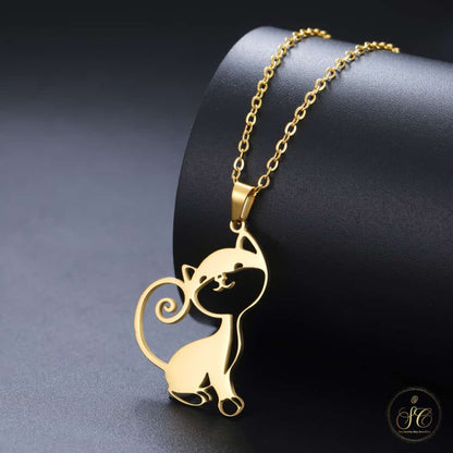 Refined Boho Style Stainless Steel Cat Necklace - SeoulChic.store