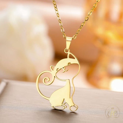 Refined Boho Style Stainless Steel Cat Necklace - SeoulChic.store