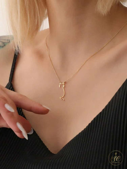 Modern Charming 18K Gold Cute Kitten Necklace - SeoulChic.store