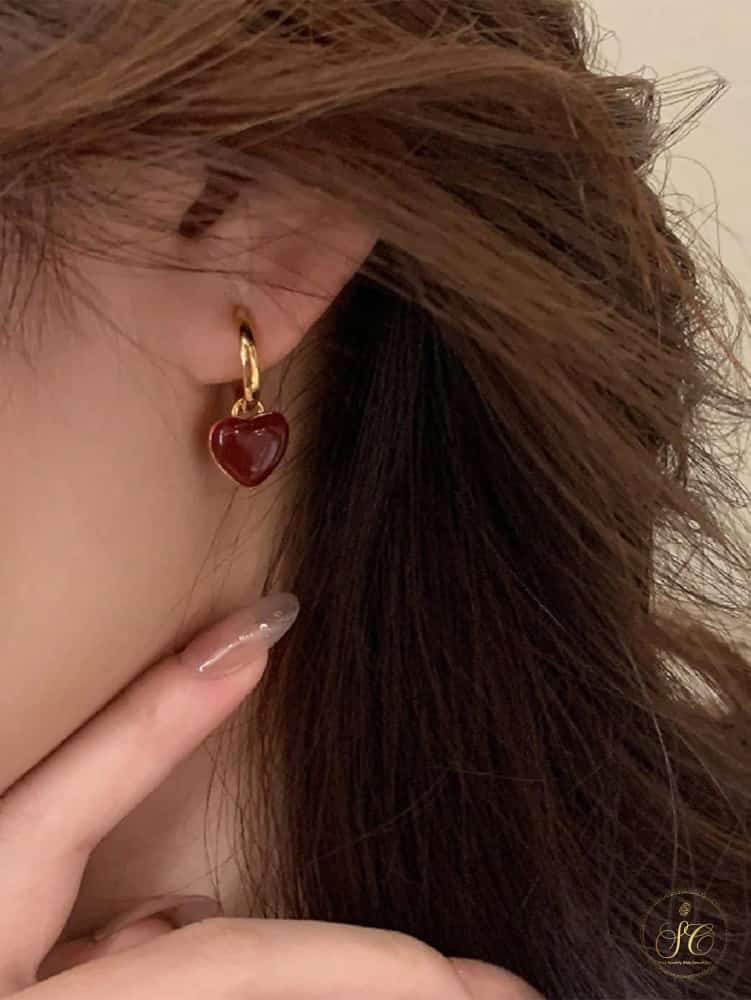 Timeless Charming Doublesided Oil Drop Heart Earrings - SeoulChic.store
