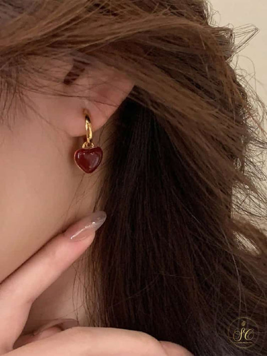 Timeless Charming Doublesided Oil Drop Heart Earrings - SeoulChic.store