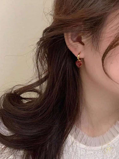 Timeless Charming Doublesided Oil Drop Heart Earrings - SeoulChic.store