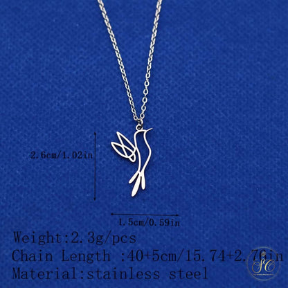 Chic Charming Stainless Steel Hummingbird Pendant Necklace - SeoulChic.store