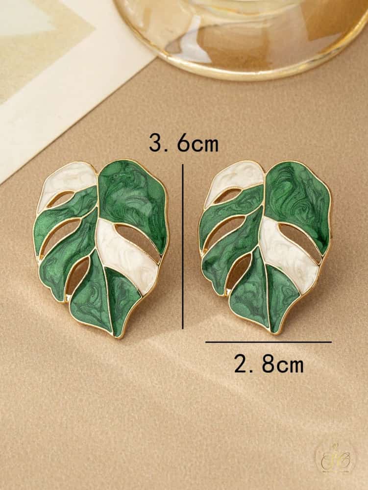 Elegant Chic Green And White Enamel Pearl Earrings - SeoulChic.store