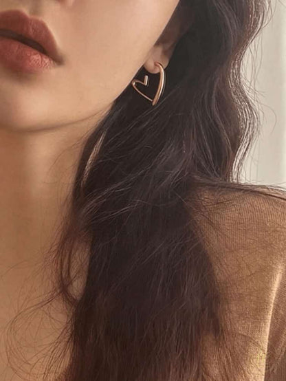Signature Chic Liquid Metal Heartshaped Earrings - SeoulChic.store