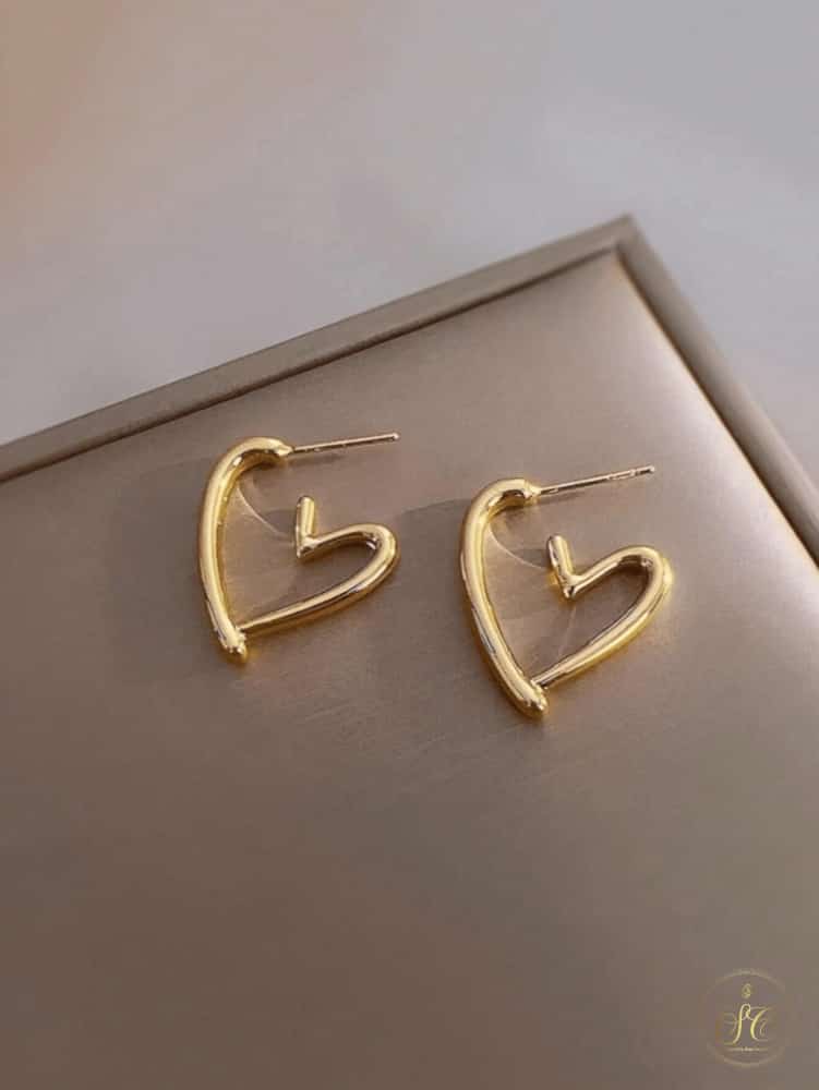 Signature Chic Liquid Metal Heartshaped Earrings - SeoulChic.store