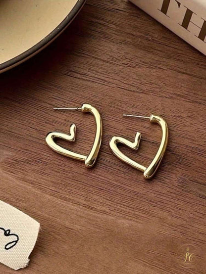 Signature Chic Liquid Metal Heartshaped Earrings - SeoulChic.store