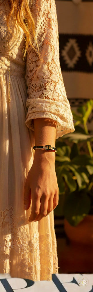 Classic Elegant Gold Plated And Black Letter Bracelet - SeoulChic.store