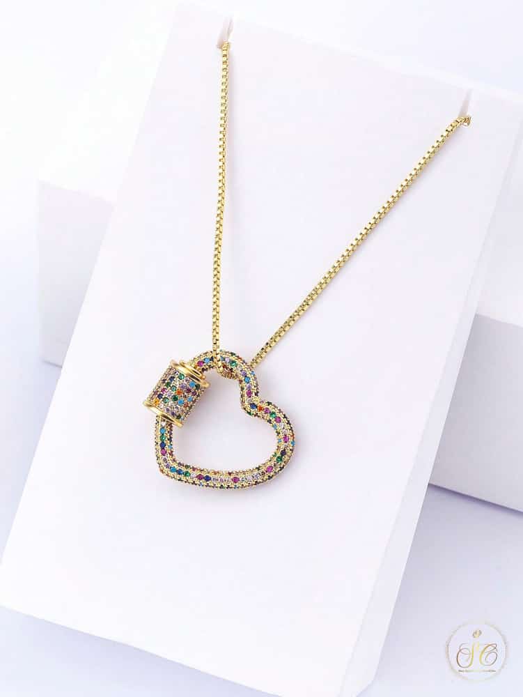 Elegant Colorful Cubic Zirconia Pendant Necklace - SeoulChic.store