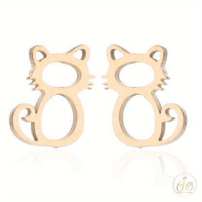 Premium Cute Golden Kitten Stainless Steel Jewelry Set - SeoulChic.store