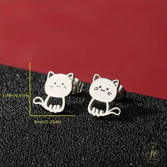Graceful Cute Punk Cartoon Cat Earrings - SeoulChic.store