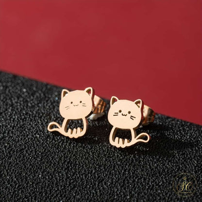 Graceful Cute Punk Cartoon Cat Earrings - SeoulChic.store
