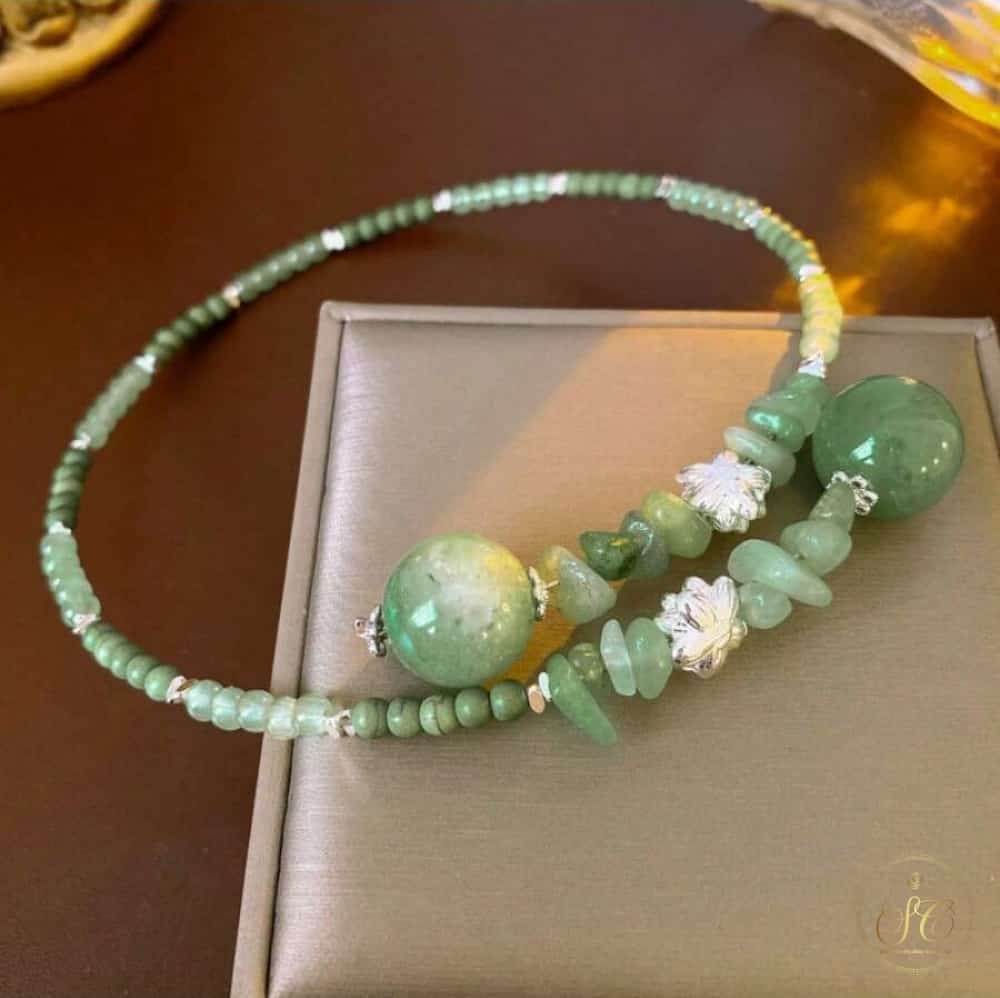 Timeless Elegant Beaded Lotus Jade Stone Necklace - SeoulChic.store