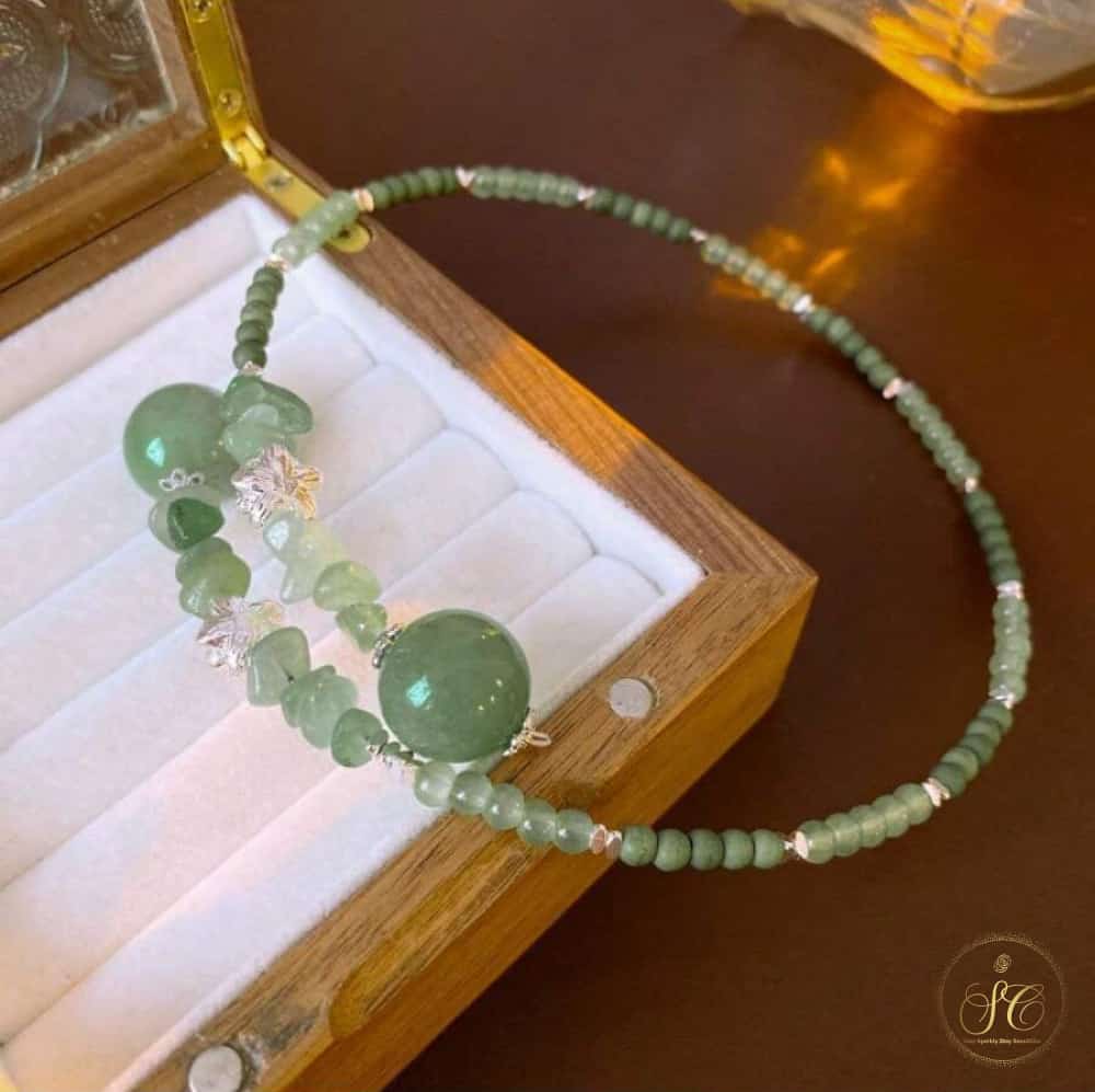 Timeless Elegant Beaded Lotus Jade Stone Necklace - SeoulChic.store