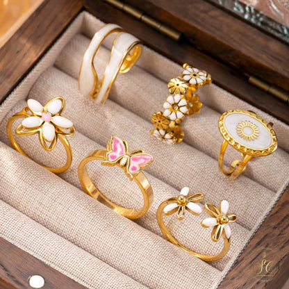 Refined Elegant Bohemian Butterfly And Flower Ring Set - SeoulChic.store