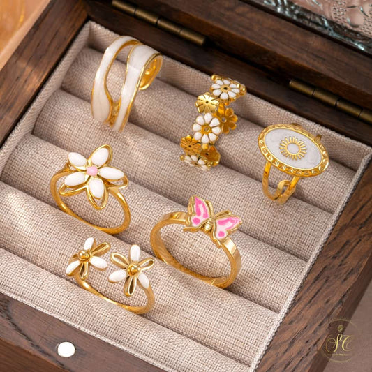 Refined Elegant Bohemian Butterfly And Flower Ring Set - SeoulChic.store