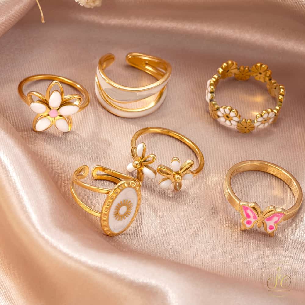 Refined Elegant Bohemian Butterfly And Flower Ring Set - SeoulChic.store