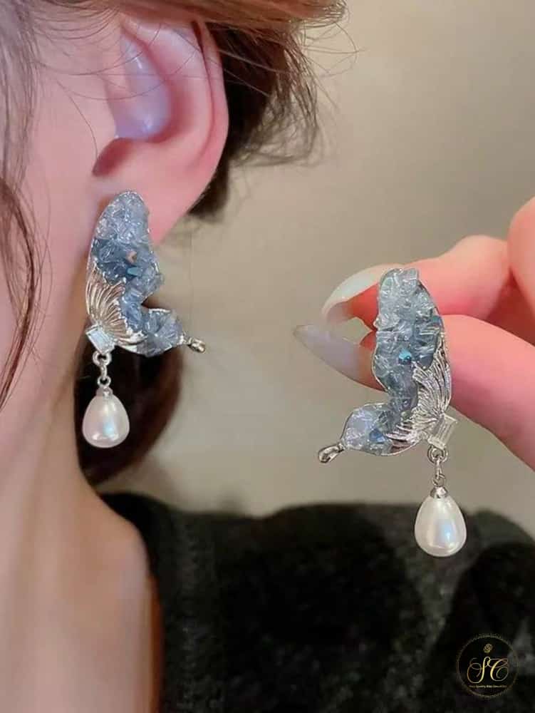 Chic Elegant Butterfly Wing Pearl Earrings - SeoulChic.store