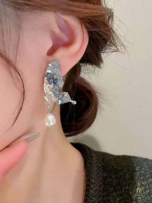Chic Elegant Butterfly Wing Pearl Earrings - SeoulChic.store