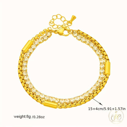 Modern Elegant Doublelayered Square Sparkling Rhinestone Bracelet - SeoulChic.store