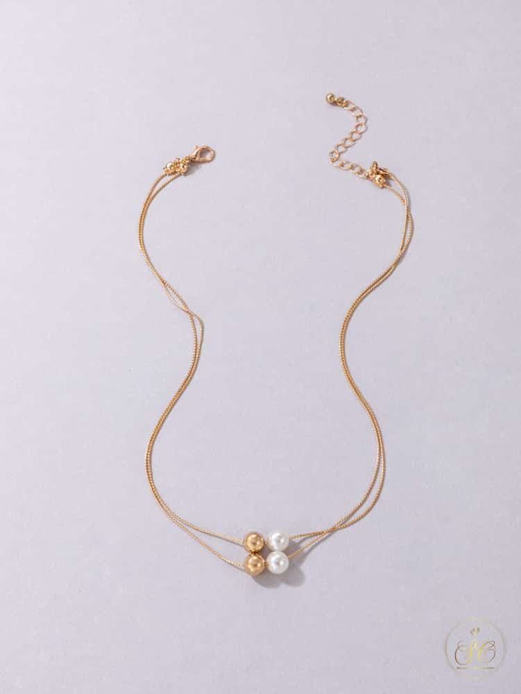 Elegant Faux Pearl Double Layered Necklace - SeoulChic.store