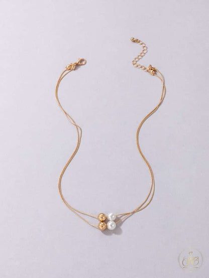 Elegant Faux Pearl Double Layered Necklace - SeoulChic.store