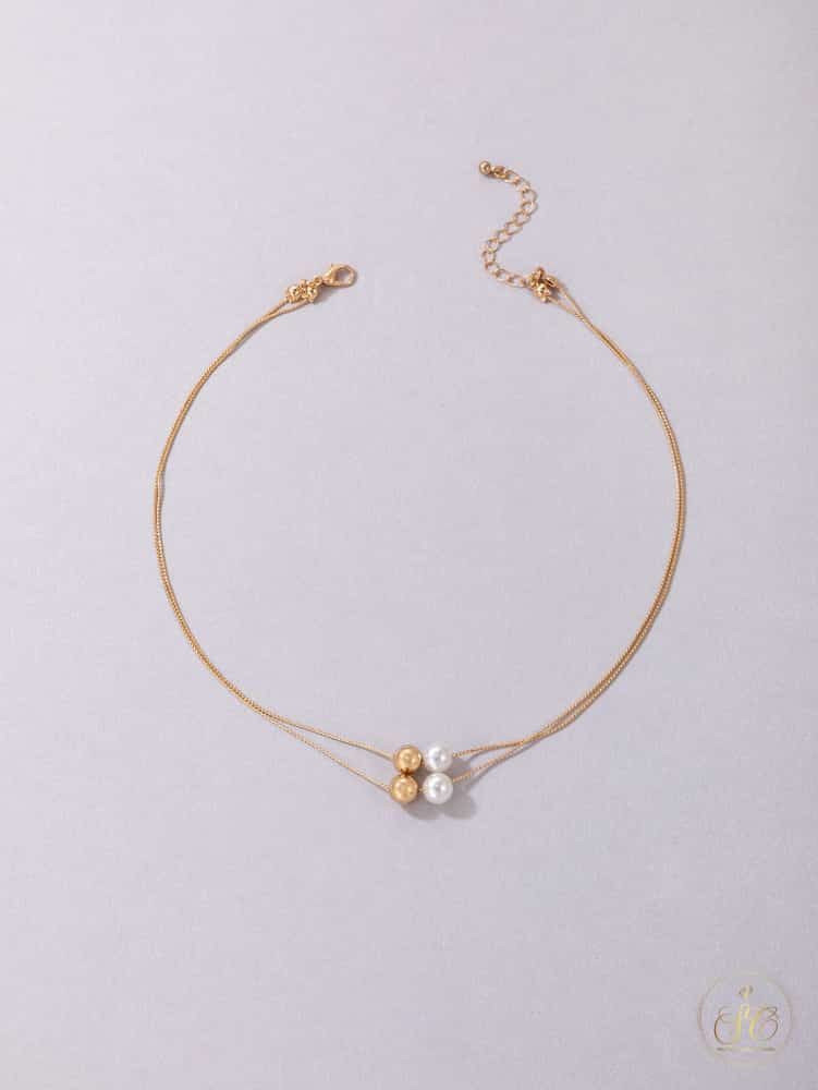 Elegant Faux Pearl Double Layered Necklace - SeoulChic.store