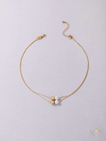 Elegant Faux Pearl Double Layered Necklace - SeoulChic.store