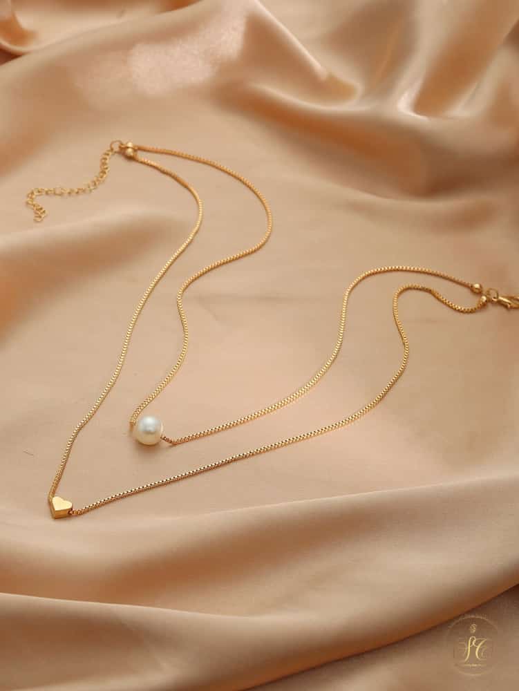 Timeless Elegant Faux Pearl Heart Decor Layered Necklace - SeoulChic.store