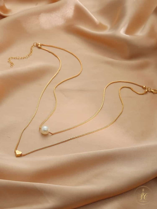 Timeless Elegant Faux Pearl Heart Decor Layered Necklace - SeoulChic.store