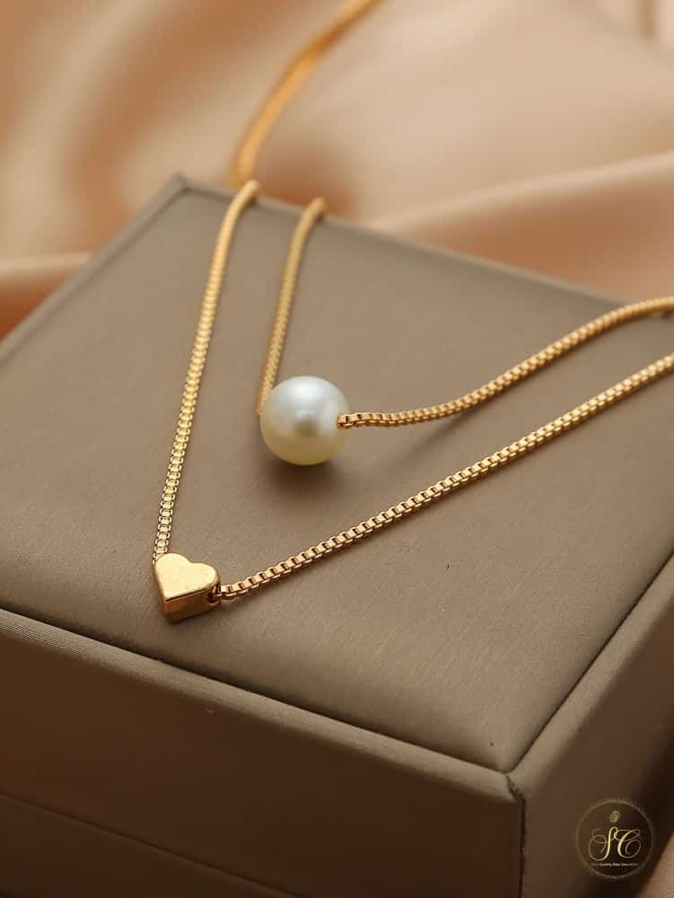 Timeless Elegant Faux Pearl Heart Decor Layered Necklace - SeoulChic.store