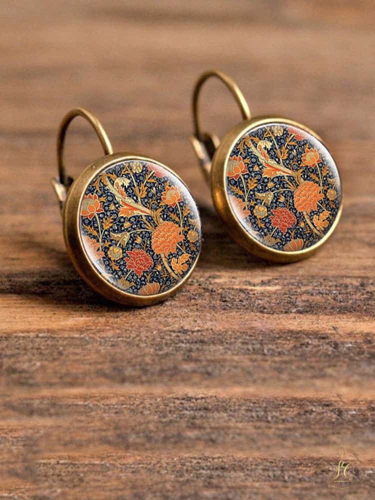 Signature Elegant Flower Detail Copper Earrings - SeoulChic.store