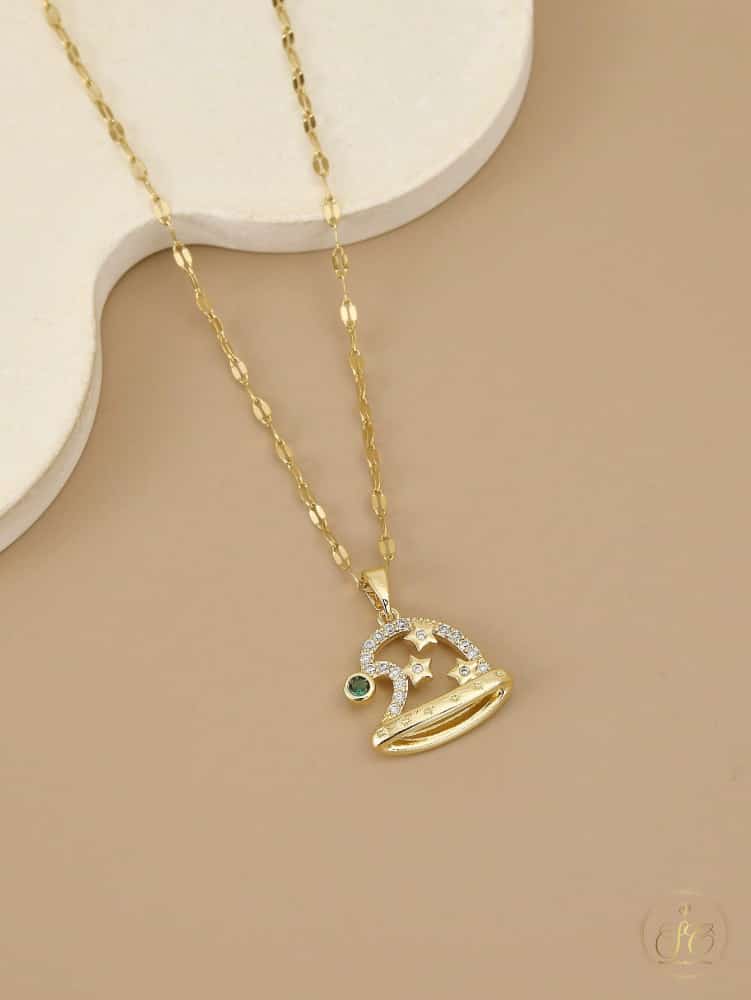 Premium Elegant Goldplated Christmas Hat With Snowflake Design Necklace - SeoulChic.store
