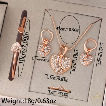 Chic Elegant Gold Plated Watch With Heart Shaped Necklace Set - SeoulChic.store