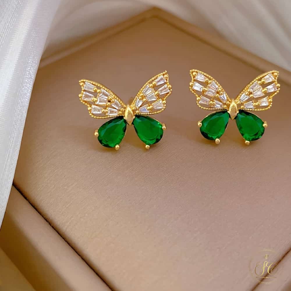 Luxury Elegant Green Butterfly Pendant Jewelry Set - SeoulChic.store