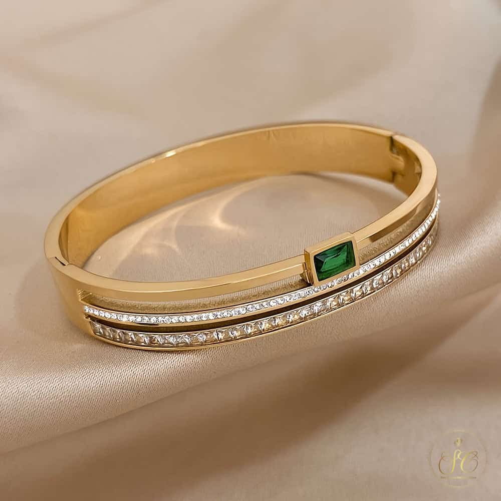 Signature Elegant Green Stainless Steel Double Row Bracelet - SeoulChic.store