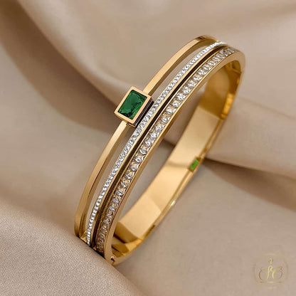 Signature Elegant Green Stainless Steel Double Row Bracelet - SeoulChic.store