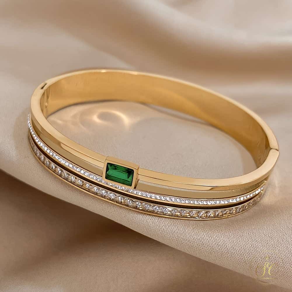 Signature Elegant Green Stainless Steel Double Row Bracelet - SeoulChic.store