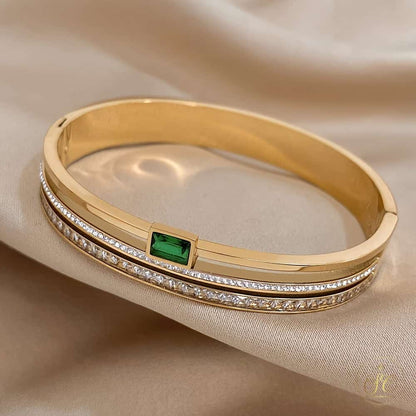 Signature Elegant Green Stainless Steel Double Row Bracelet - SeoulChic.store