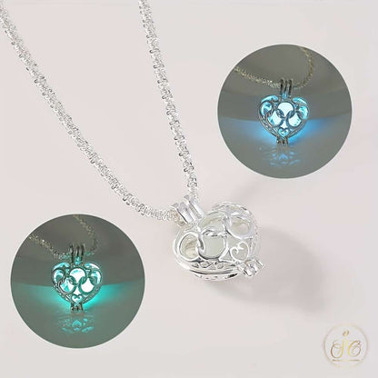 Chic Elegant Heart Shaped Luminous Silver Pendant Necklace - SeoulChic.store