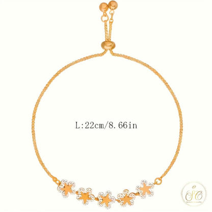 Premium Elegant Interlocking Link Flower Charm Bracelet - SeoulChic.store