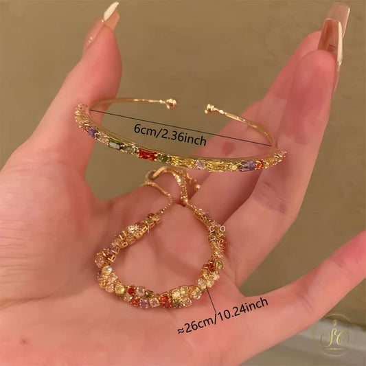 Luxury Elegant Multicolor Zirconia Bangle - SeoulChic.store