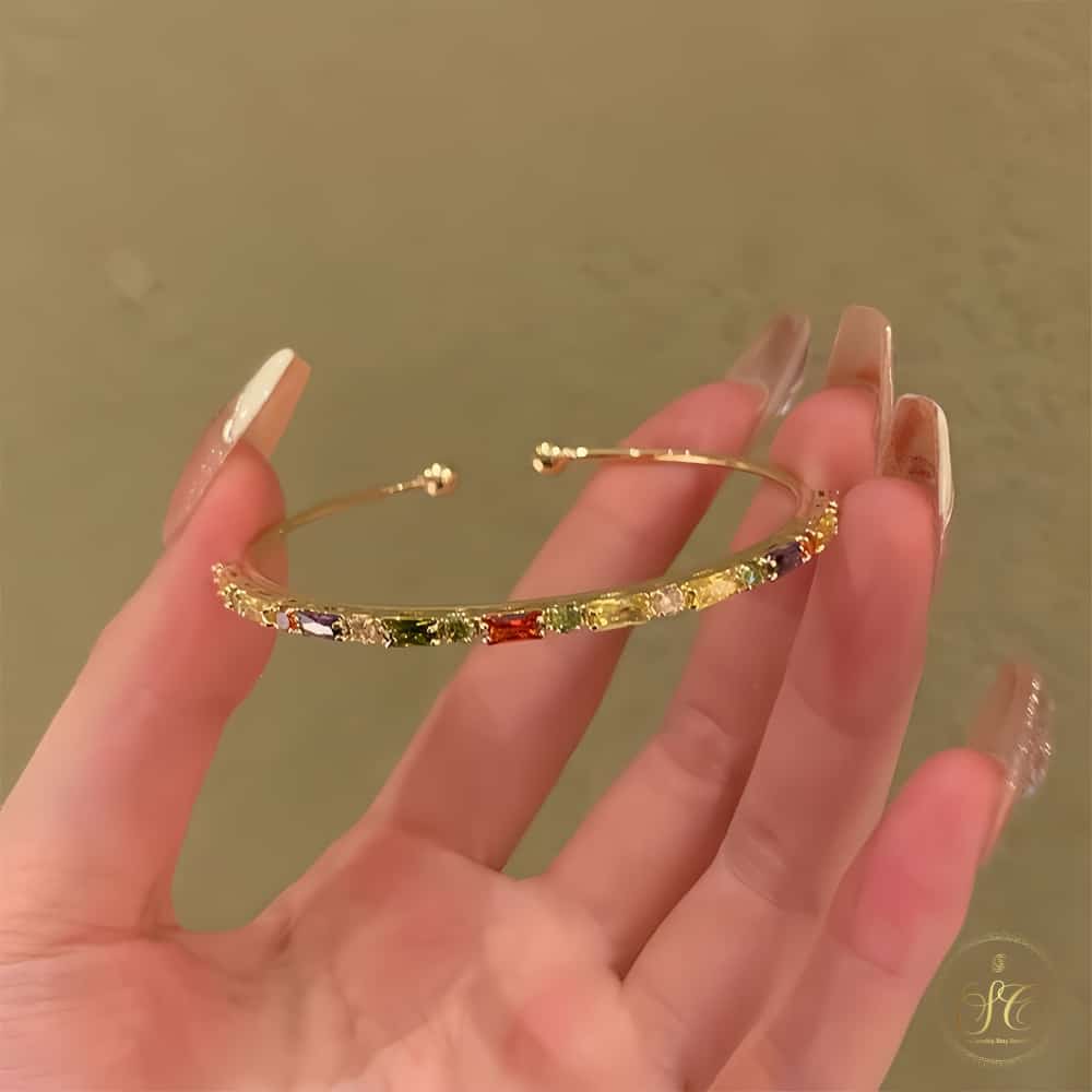 Luxury Elegant Multicolor Zirconia Bangle - SeoulChic.store