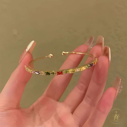 Luxury Elegant Multicolor Zirconia Bangle - SeoulChic.store
