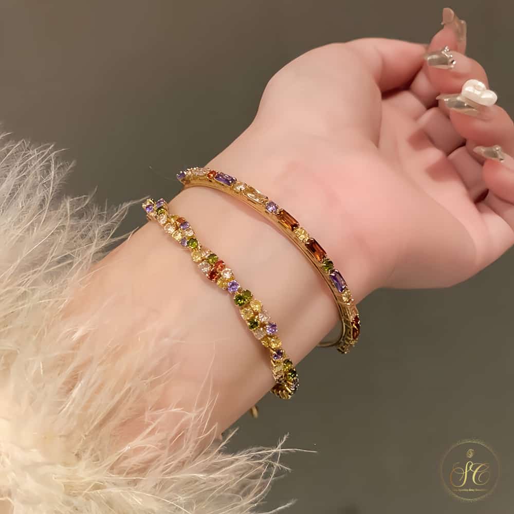Luxury Elegant Multicolor Zirconia Bangle - SeoulChic.store