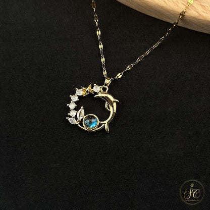 Signature Elegant Planet Pendant Dolphin Necklace - SeoulChic.store